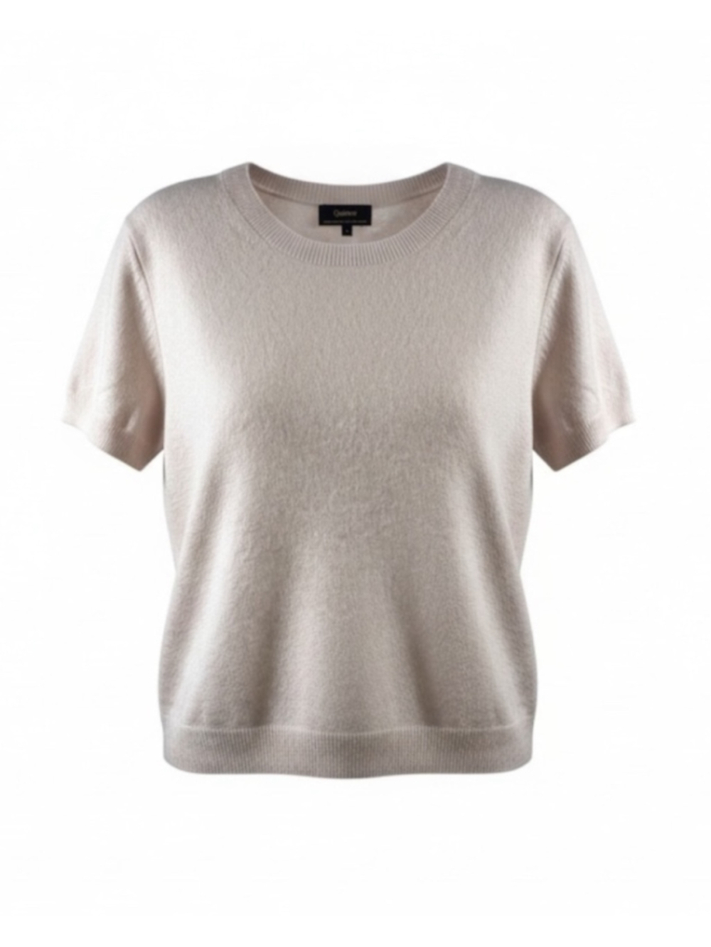Quince Short Sleeve Crew Neck Cashmere Sweater in Light Pink Size L